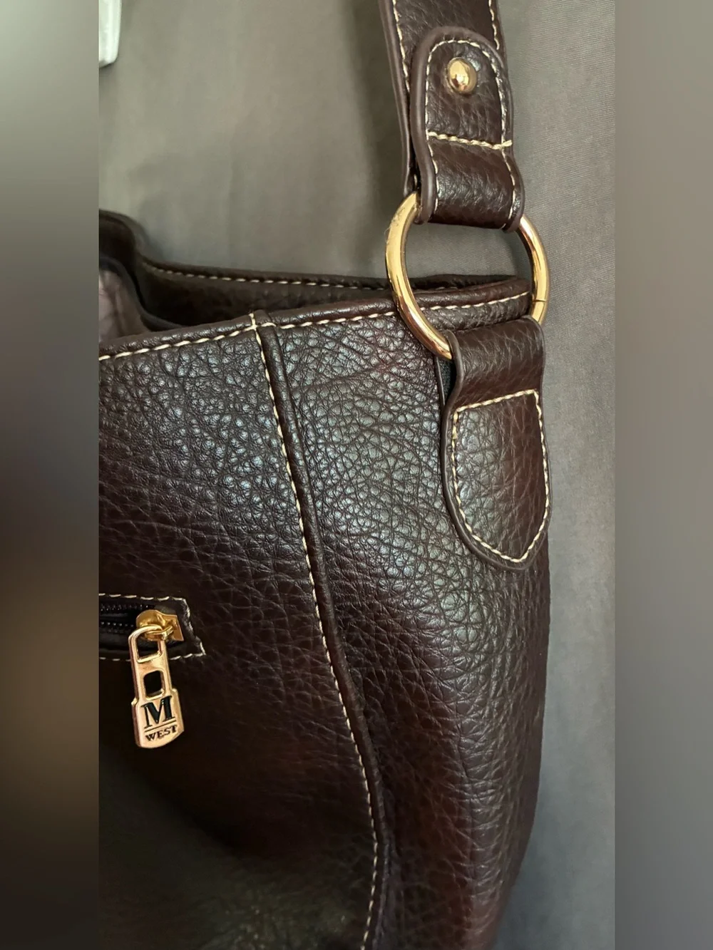 Montana West Brown Pebbled Vegan Leather Hobo Shoulder Bag w/Gold-Toned Hardware